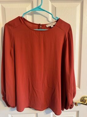 LOFT Brick Red Crewneck Blouse